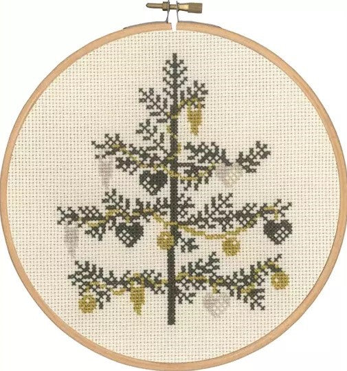 Decorated Christmas Tree Cross Stitch Kit, (with Hoop) Permin P13-3204