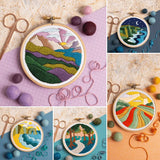 Celtic Cliffs Landscape Embroidery Kit with Hoop, Hawthorn Handmade