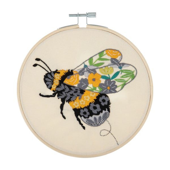 Floral Bee Embroidery Kit, with hoop, Trimits TCK051