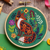 Folk Fox Embroidery Kit with Hoop, Hawthorn Handmade
