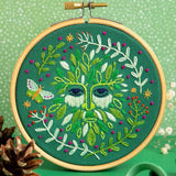 Green Man Embroidery Kit with Hoop, Hawthorn Handmade