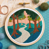 Forest Walk Landscape Embroidery Kit with Hoop, Hawthorn Handmade