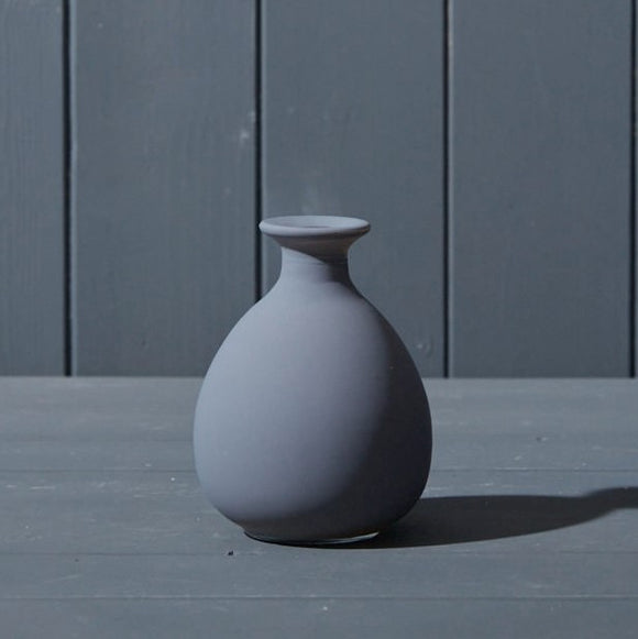 Opaque Smokey Grey Glass Bud Vase, Matt Finish Posy Vase - 12cm