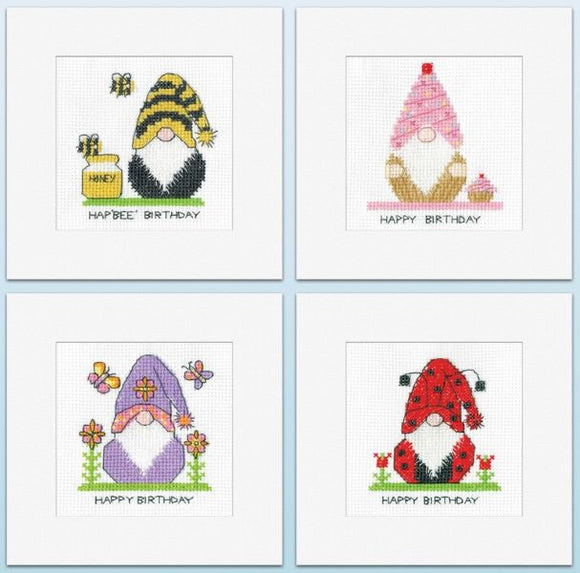 Gonk Birthday Card Cross Stitch Kits, Heritage Crafts