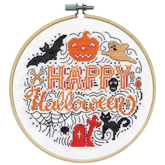 Happy Halloween Cross Stitch Kit, (with hoop) Design Works 7151