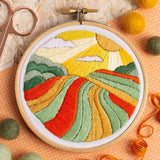 Harvest Time Landscape Embroidery Kit with Hoop, Hawthorn Handmade