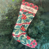 Holly and Tartan Christmas Stocking Tapestry Needlepoint Kit, Glorafilia