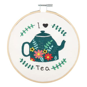 I Love Tea Embroidery Kit, with hoop, Trimits TCK057