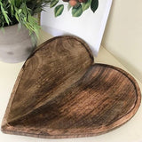 Chunky Mango Wood Heart Dish / Display Bowl  - 31cm