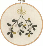 Mistletoe Cross Stitch Kit, (with hoop) Permin P13-3203