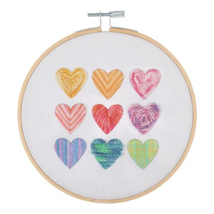 Ombre Hearts Sampler Embroidery Kit, with hoop, Trimits TCK055