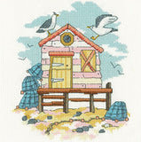 Green Beach Hut Cross Stitch Kit, Heritage Crafts
