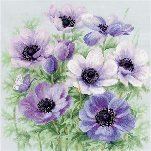Purple Anemones Cross Stitch Kit, Riolis R2176