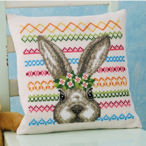 Rabbit Cross Stitch Kit Cushion Permin P83-3325