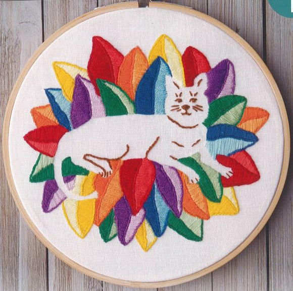 Rainbow Cat Embroidery Kit, Leisure Arts LEA49807