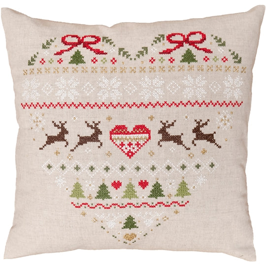Reindeer Heart PRINTED Cross Stitch Kit, Vervaco PN-0219159