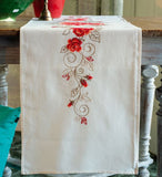 Roses Tablecloth Printed Cross Stitch Embroidery Kit Runner, Vervaco PN-0144657