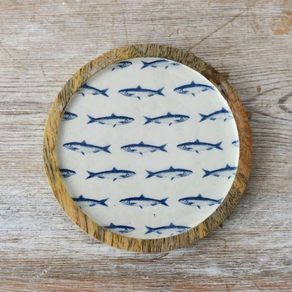 Sealife Fish Wooden Enamel Coaster - PAIR