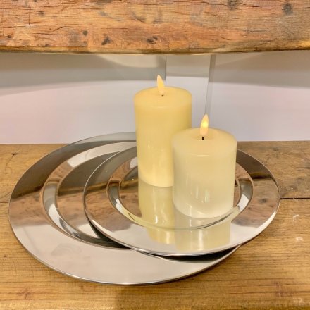 Silver Candle Plate, Candle Stand  - 14cm / 25cm