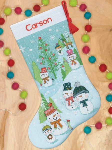 Snowman Family Stocking Cross Stitch Kit, Dimensions D70-08996