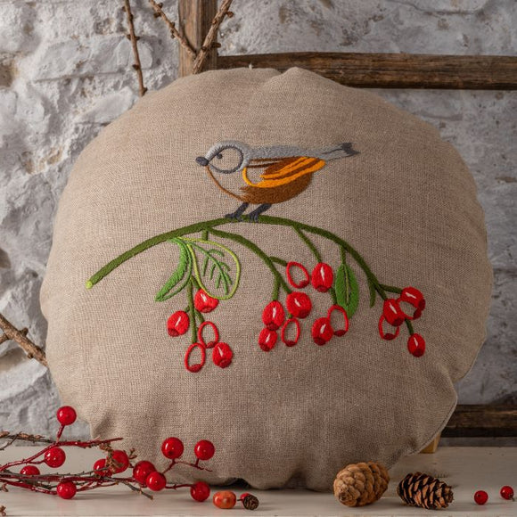 Vintage Bird Linen Embroidery Kit, Cushion, Anchor PE138