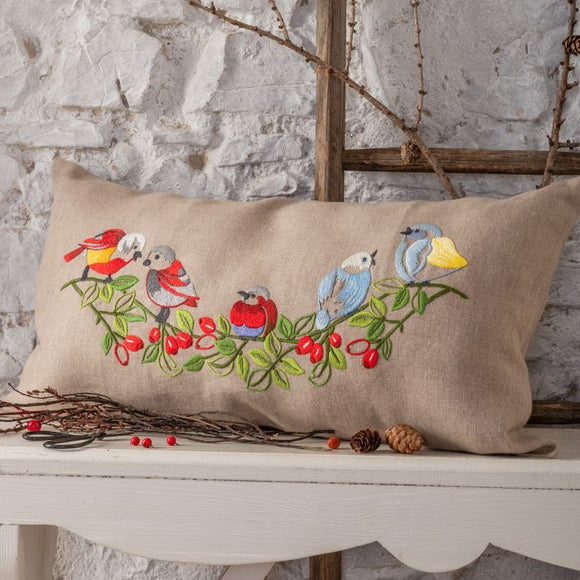 Vintage Birds Linen Embroidery Kit, Cushion, Anchor PE139