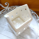Glazed Pottery House Candle/Tealight Holder - 9.5cm White
