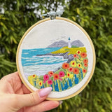 Blooming Blue Lake Embroidery Kit, with hoop, Milpoint