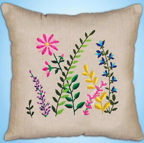 Wildflowers Cushion Embroidery Kit, Design Works 3493