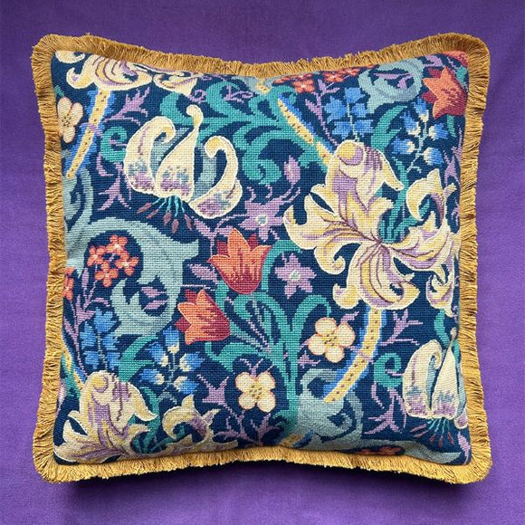 William Morris Lily Tapestry Kit, Glorafilia Needlepoint Kit - Midnight
