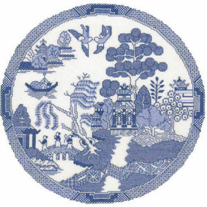 Blue Willow Pattern Cross Stitch Kit, Heritage Crafts