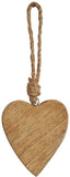 Natural Rustic Wood Hanging Hearts - 7.5cm