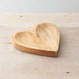 Natural Chunky Wooden Heart Dish, Trinket Tray  - 20cm