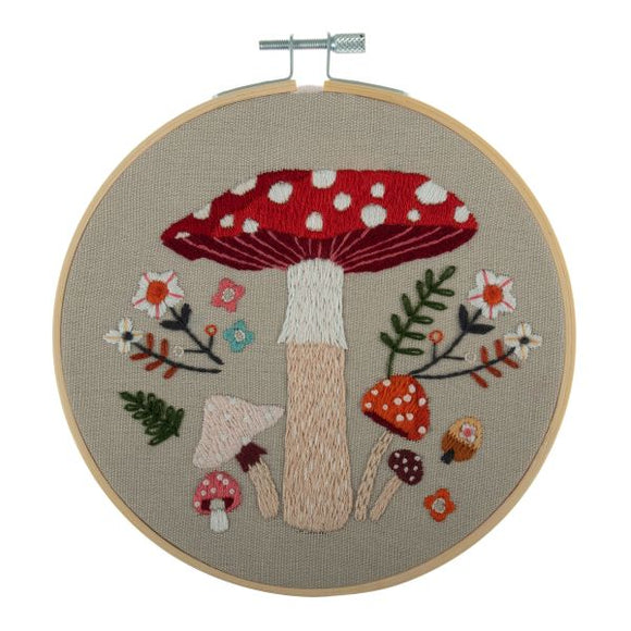 Woodland Toadstools Embroidery Kit, with hoop, Trimits TCK044