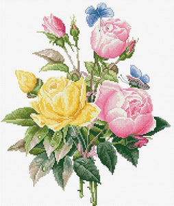 Yellow and Bengal Roses Cross Stitch Kit Luca-s BU4003