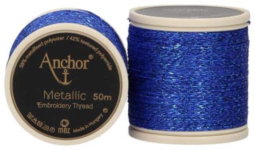 Anchor Metallic Embroidery Thread, Hand Embroidery 50m - Blue 320