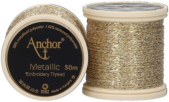 Anchor Metallic Embroidery Thread, Hand Embroidery 50m - Gold 300