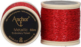 Anchor Metallic Embroidery Thread, Hand Embroidery 50m - Red 318