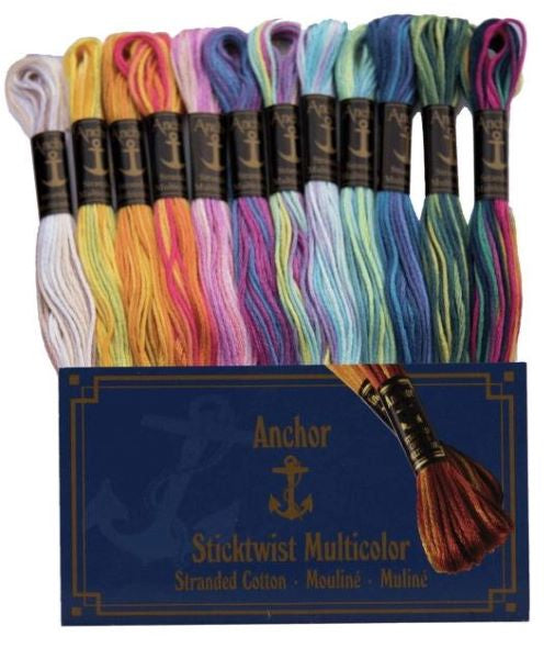 Anchor Stranded Cotton Multicolour Thread Pack of 12 -Anchor Variegate ...
