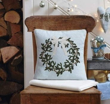 Christmas Wreath Cushion Cover, Counted HALF Cross Stitch Kit