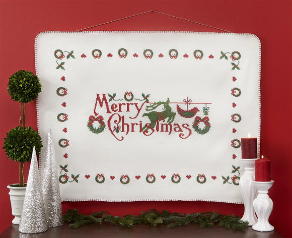 Cross Stitch Kit Christmas Blanket/Throw, PRINTED Cross Stitch Kit