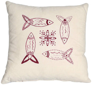 Embroidery Kit Red Fish, Modern Embroidery Cushion Cover