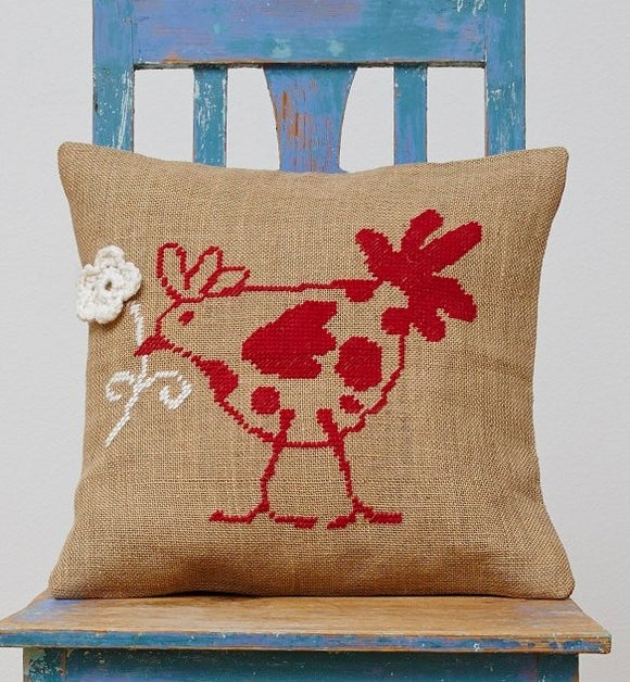 French Hen Cushion Cover, Counted HALF Cross Stitch Kit