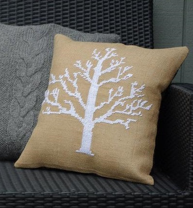 Winter Snow Tree Cushion Cover, Counted HALF Cross Stitch Kit
