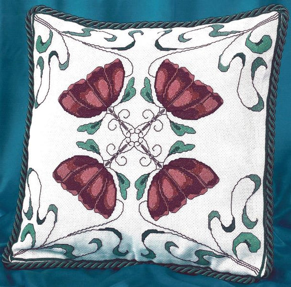 Art Nouveau Flower Cross Stitch Kit, Pink BT300