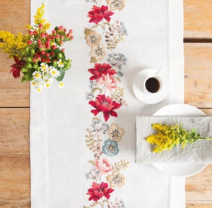Flower Panel Tablecloth Embroidery Kit Runner, (LARGE) 68287.54.18