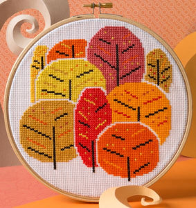 Autumn Trees Cross Stitch Kit with Hoop, Hawthorn Handmade