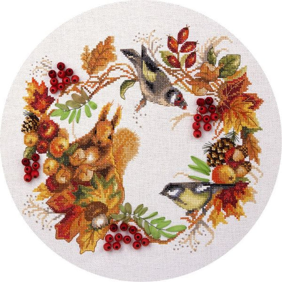 Autumn Wildlife Wreath Cross Stitch Kit, Panna PS-1615