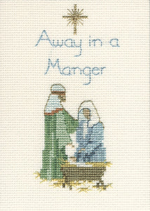 Away in a Manger Cross Stitch Christmas Card Kit, Derwentwater Designs