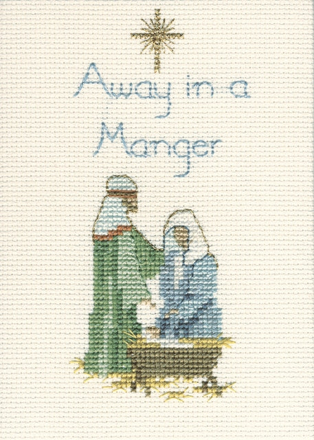 Away in a Manger Cross Stitch Christmas Card Kit, Derwentwater Designs